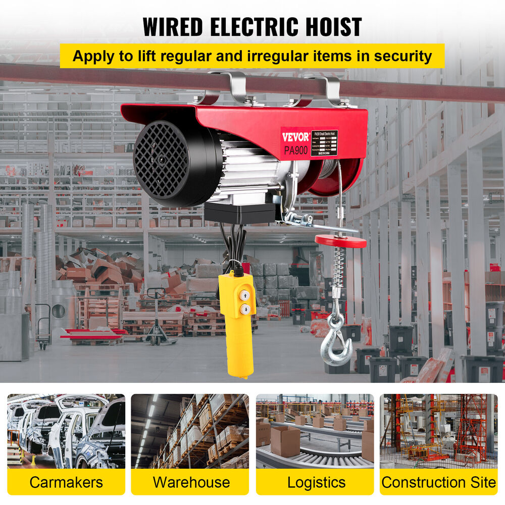 2000 LB Electric Hoist Winch Hoist Crane Lift 110V Industrial Automatic 900kg